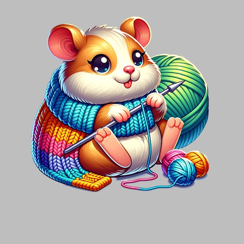 Cute Knitting Hamster Artwork