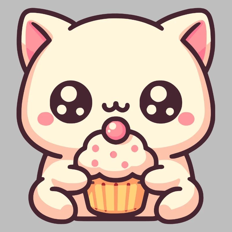 Chat mignon avec cupcake