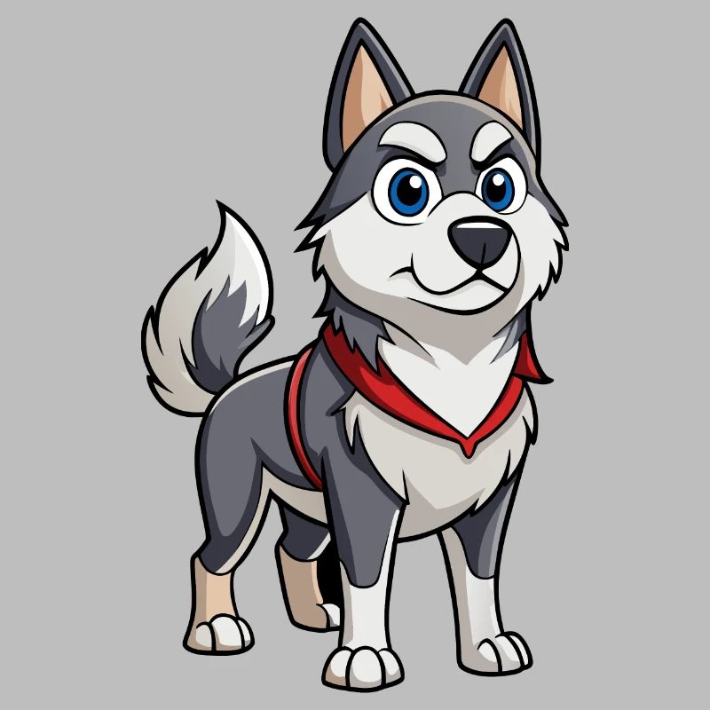 A Norwegian Elkhound with a determined expression