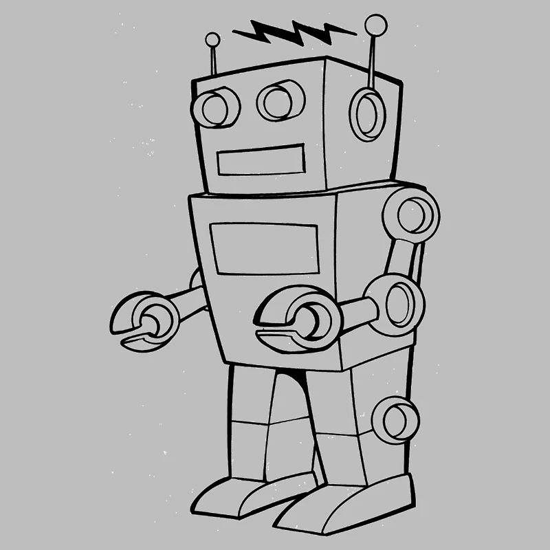 Robot Vintage Sketch Design