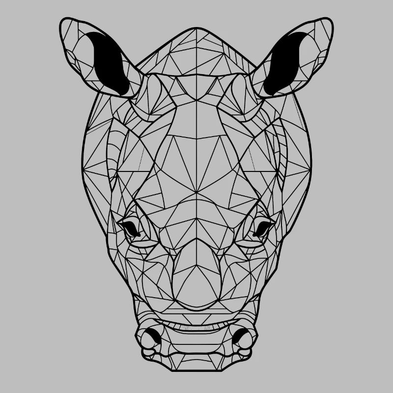 Geometric Rhinoceros Head: Angular Artwork