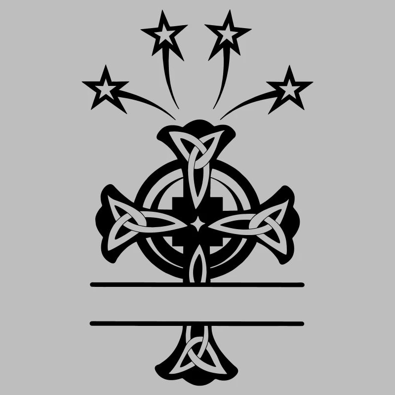 Celtic cross monogram four stars