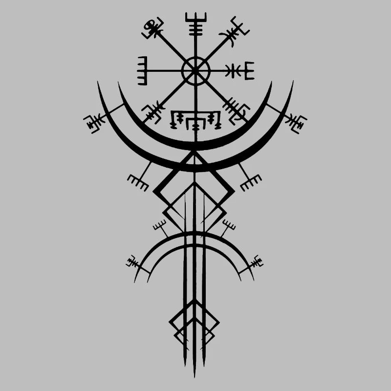 Schwarzes Symbol eines Wikinger-Kompasses