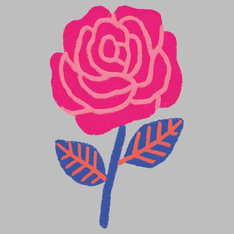 Rubinrose mit blauen Blättern