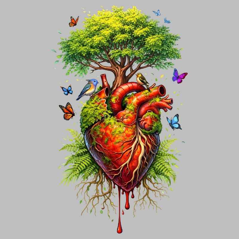 A tree grows on an anatomical heart