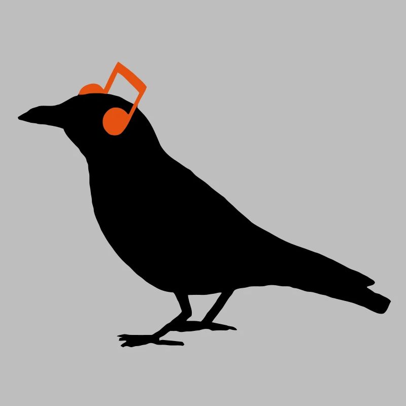 Headphones Notes de casques écouteurs oiseau Raven