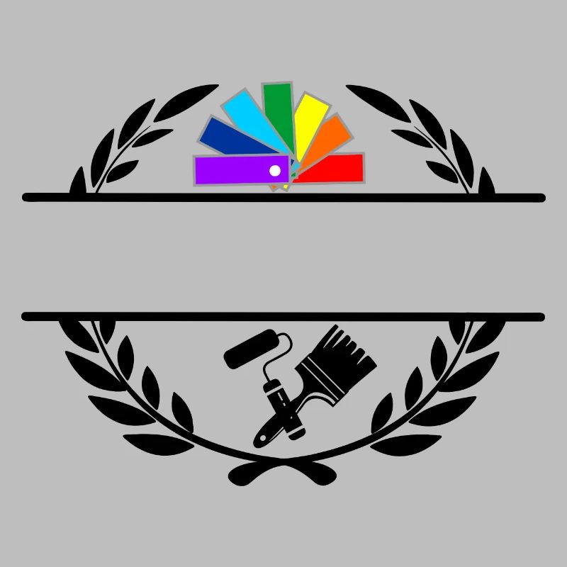 Farbfächerdeck in Lorbeerkranz mit Pinselroller