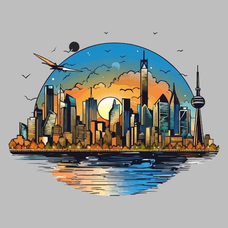 Sunset Skyline Reflection
