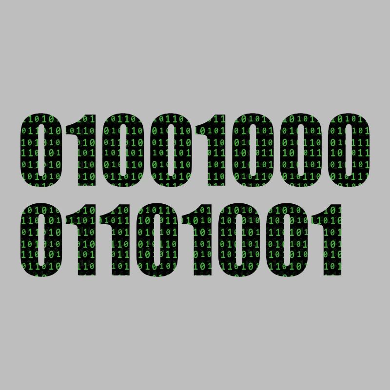 Binary code "Hi"