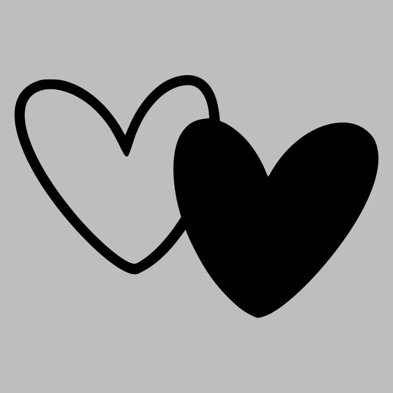 Two Hearts Black White