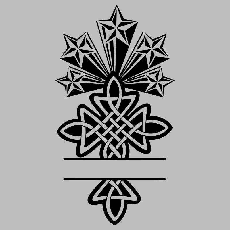 Celtic cross monogram five stars