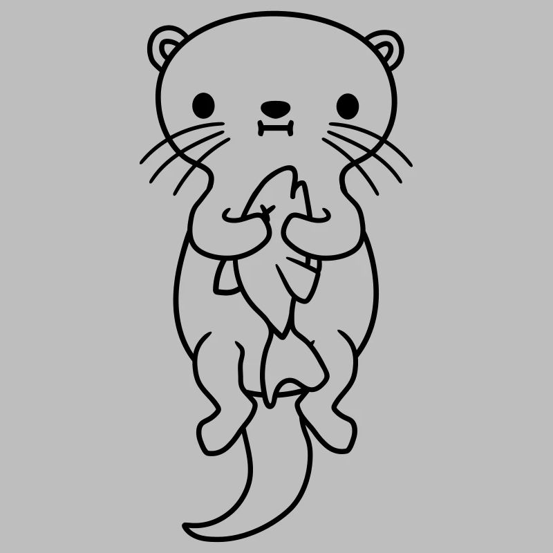 hungry otter eats fish hunger