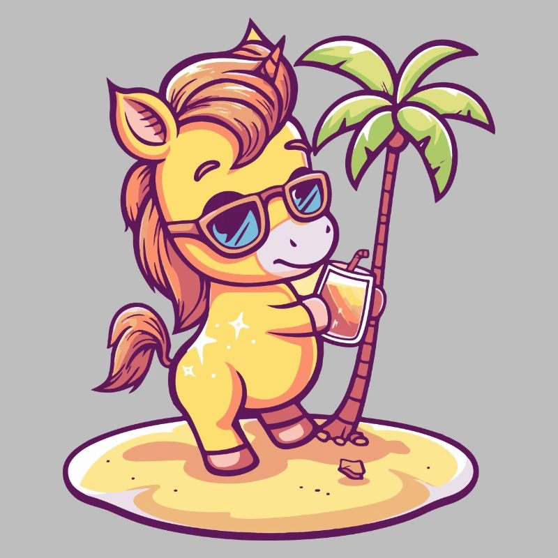 Pferd Sommer Strand Comic