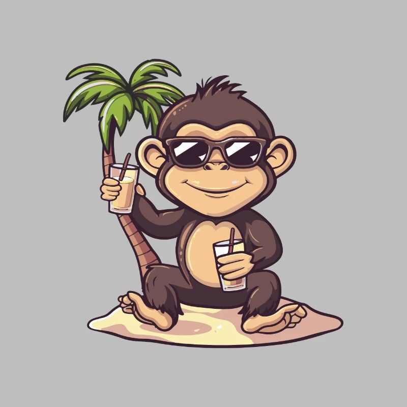 Affe Sommer Strand Comic