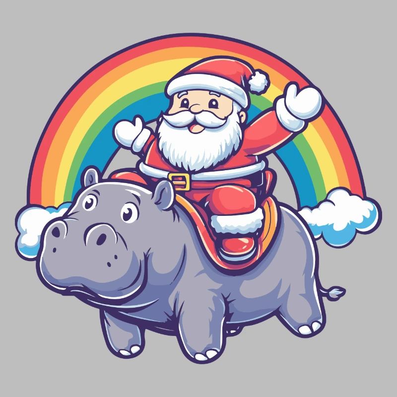 Nilpferd Weihnachtsmann Regenbogen