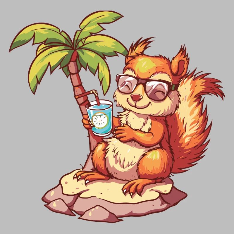 Eichhörnchen Sommer Strand Comic