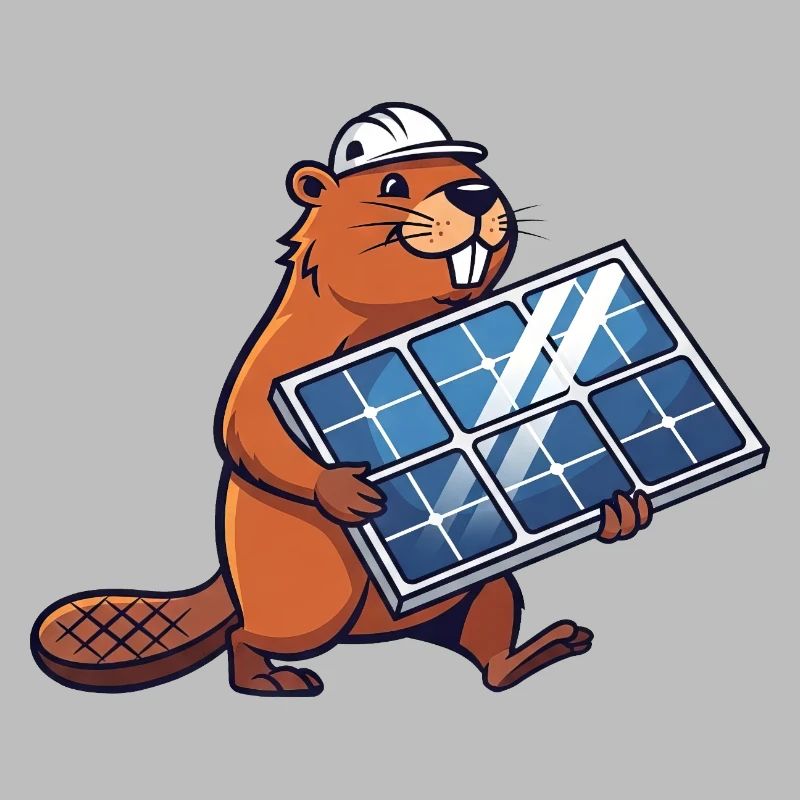 Beaver Installer Solar Panel Engineer Cartoon