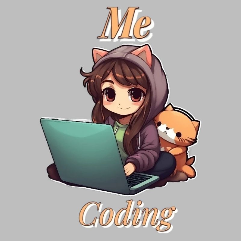 "Code Cutie: Anime-inspired Girl Coding"