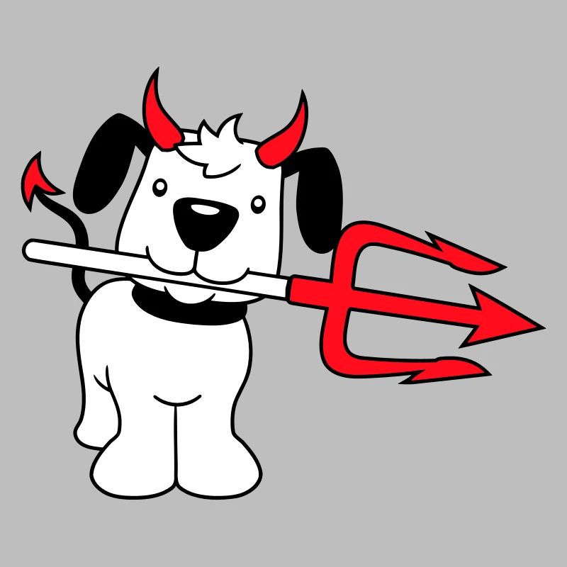 Dog Devil Satan Hell Evil Trident Horns Cool