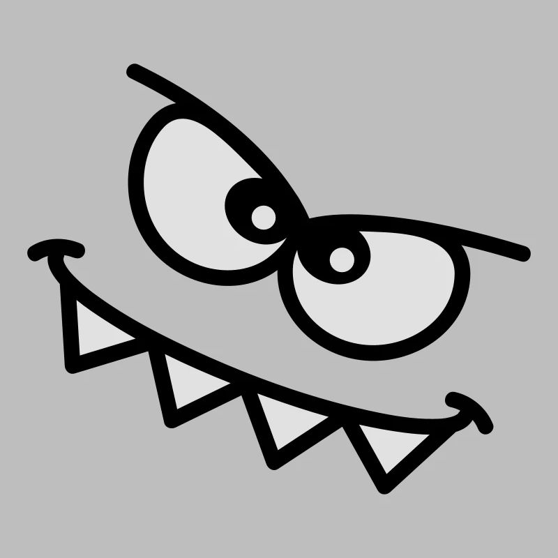 Evil Peeping Cartoon Monster Face Sharp Teeth