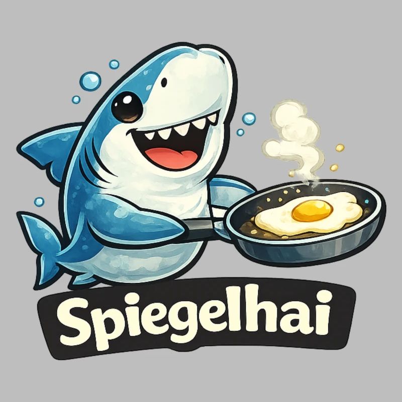 Mirror shark shark with fried egg funny pun