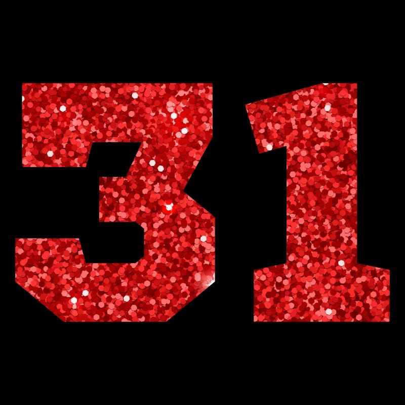 Number 31 Red Glitter - 31st Anniversary