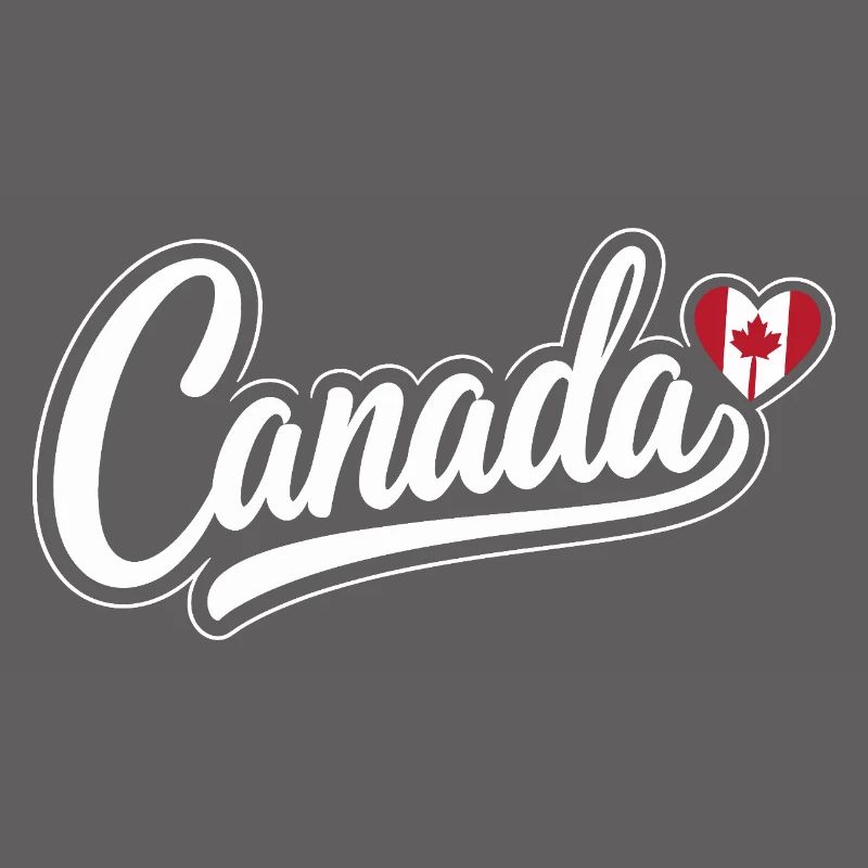 Canada Script with Maple Leaf Heart Fan Patriotic