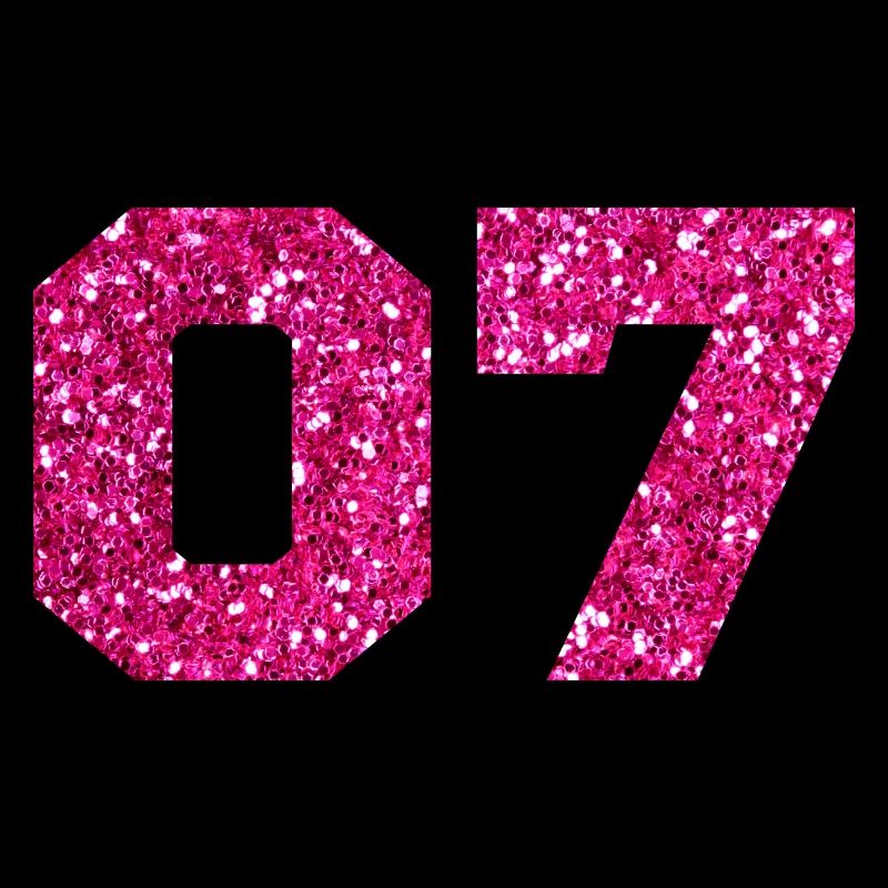 Number 7 Pink Glitter - 7th Anniversary