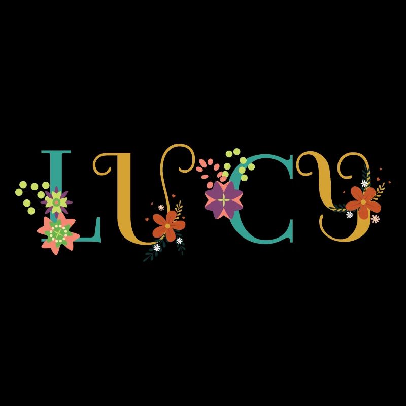 Art du nom LUCY avec des fleurs brodées