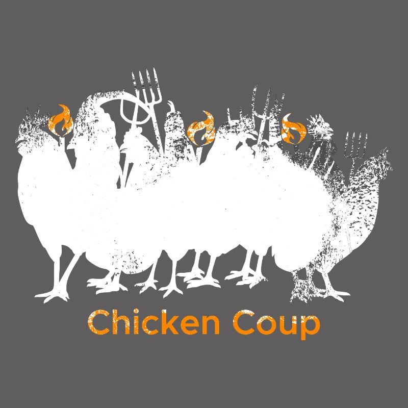 Chicken Coup - White Chickens on Grey
