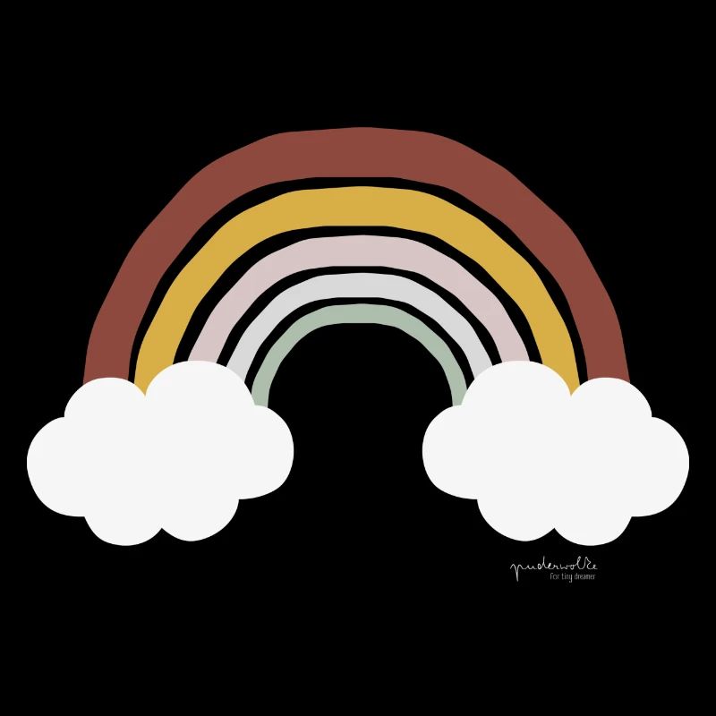 Colorful rainbow with clouds – boho style