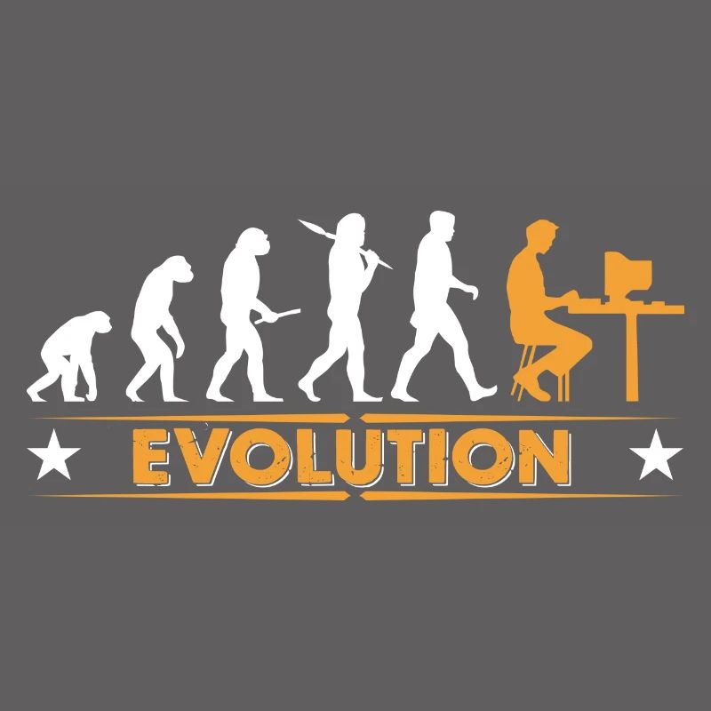 Computer Nerd Evolution - orange/weiss