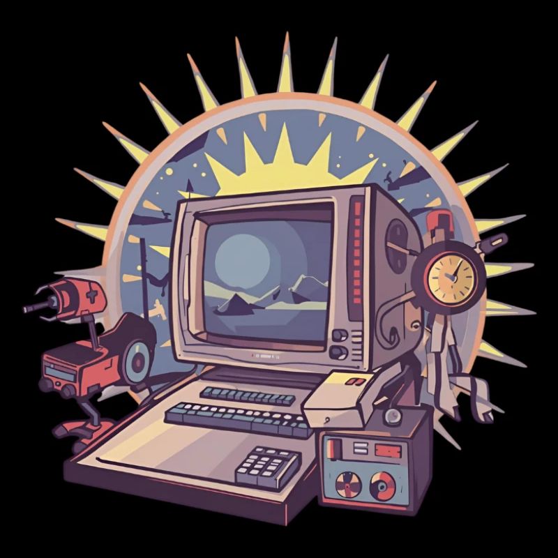 Futuristic computer with retro elements