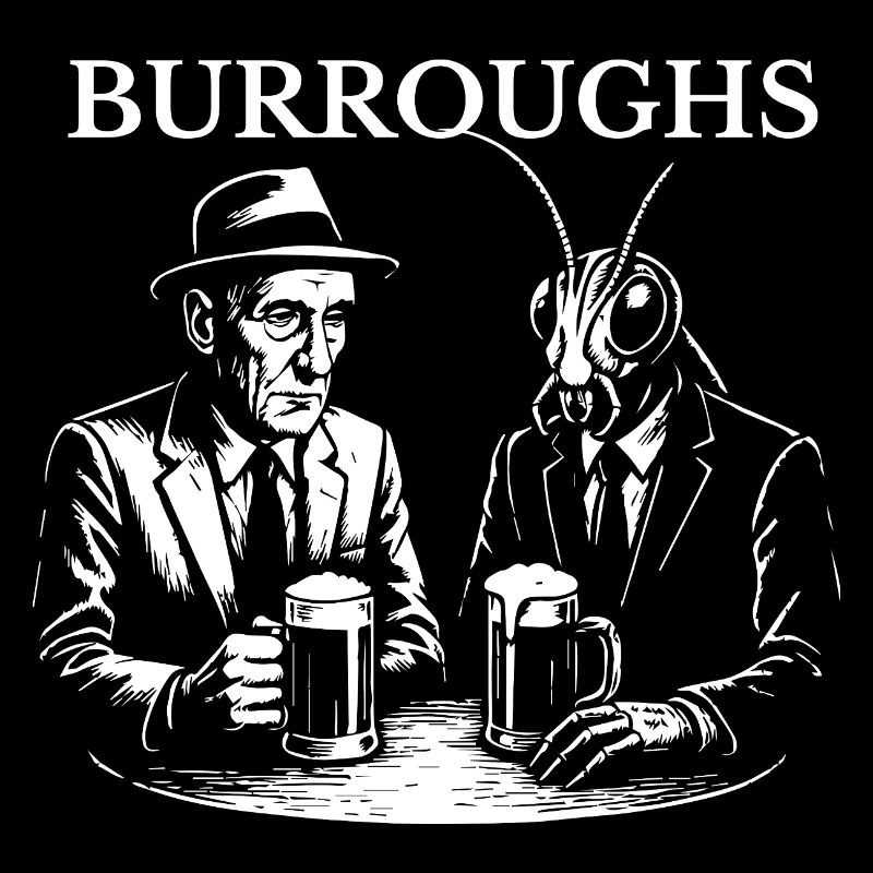 William S Burroughs drinking beer with cockroach