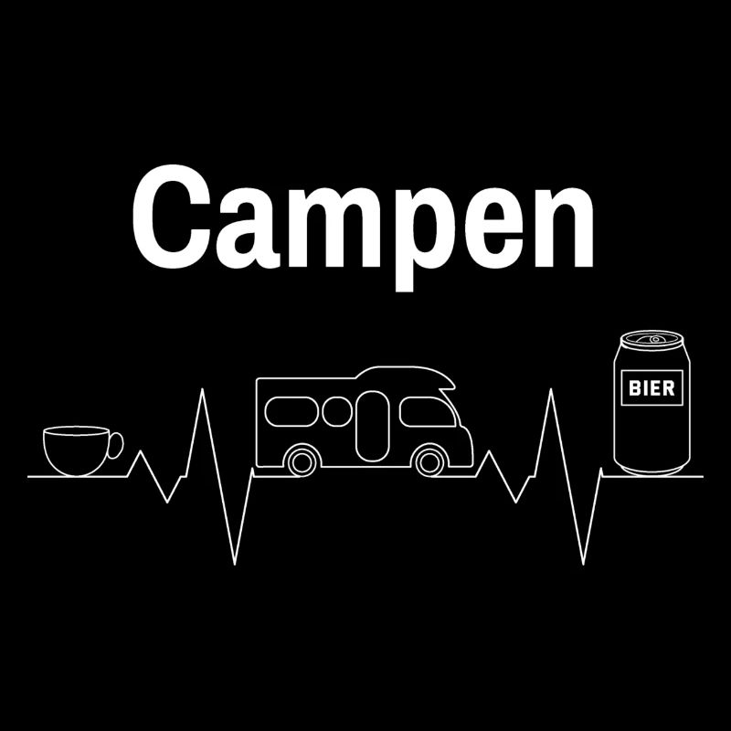 Campen Herzschlag Kaffee Bier Wohnwagen