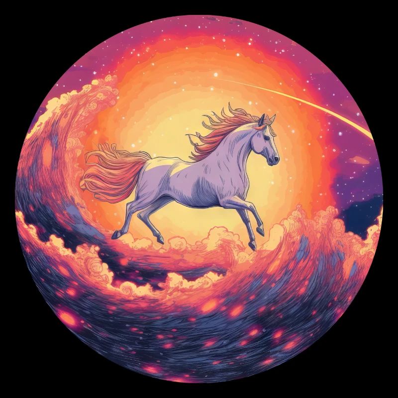 Cheval galactique dans la mer pourpre