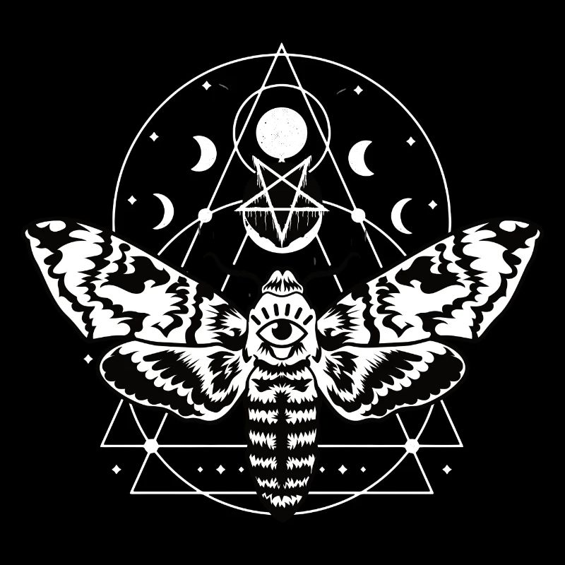 Goth Pentagramm Mond Phasen Motte