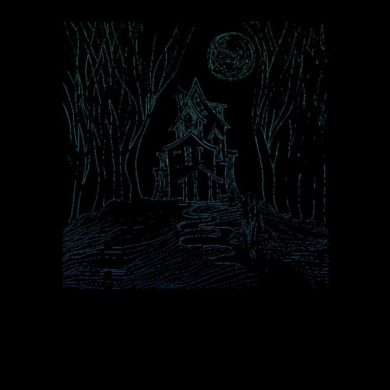 creepy house blue silhouette design logo gift