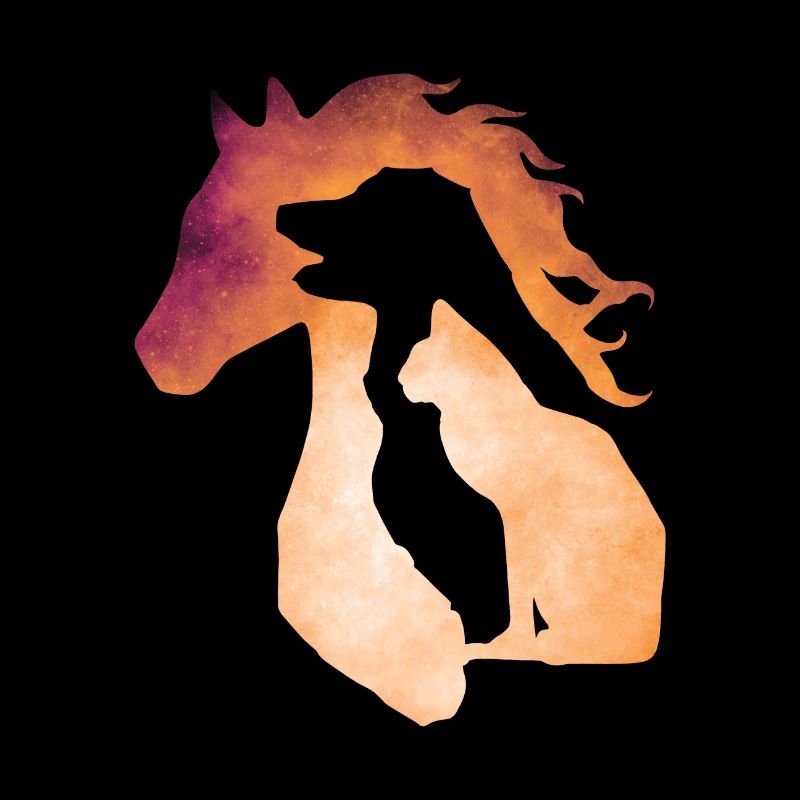 Silhouette chien, chat et cheval