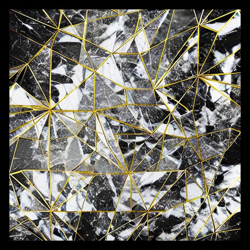 Marble Black Gold Geometric Pattern