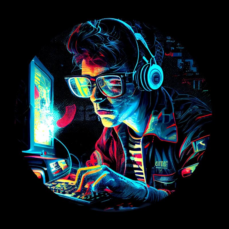 Futuristischer 80er Retro Trash PC Nerd