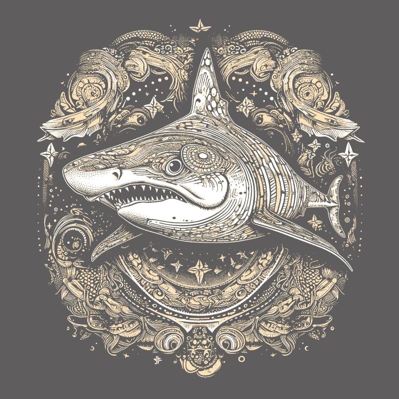 Cool trippy shark with boho/ethnic patterns