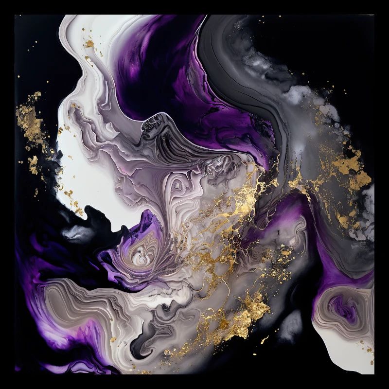 Purple And Gold Paint Swirl Pattern