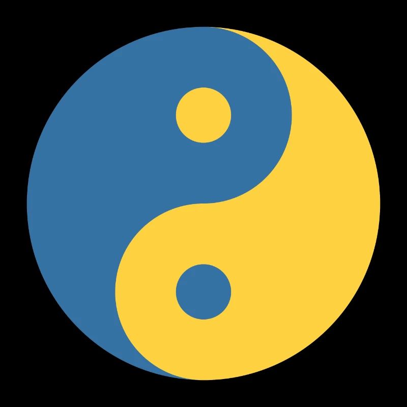 Symbole Yin et Yang dans le codeur Python bleu et jaune