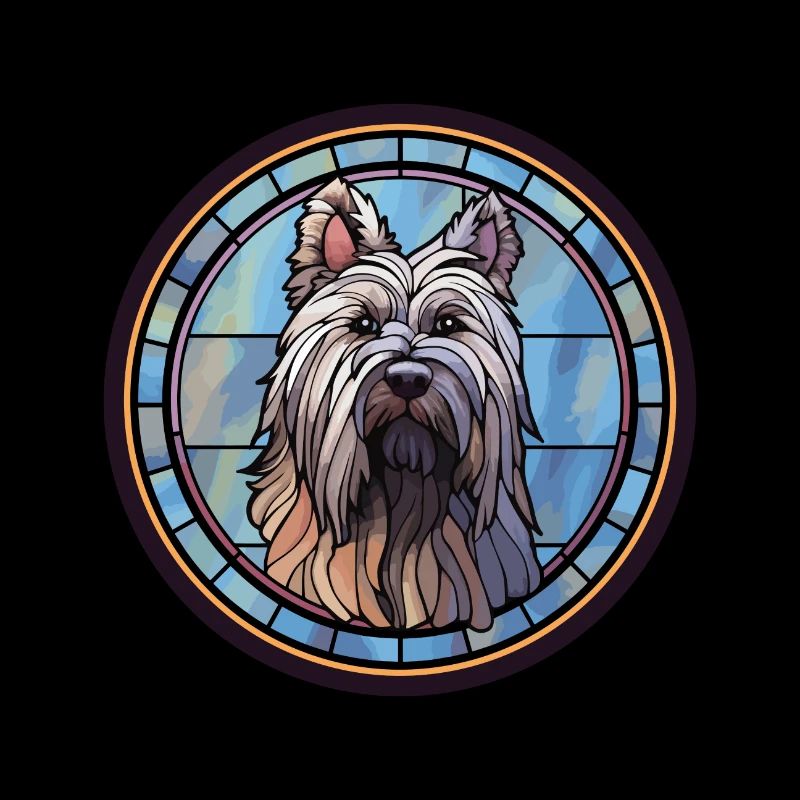 Skye Terrier chien race vitrail coloré Wate