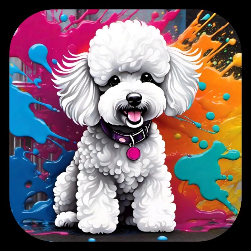 Caniche mignon avec fond coloré