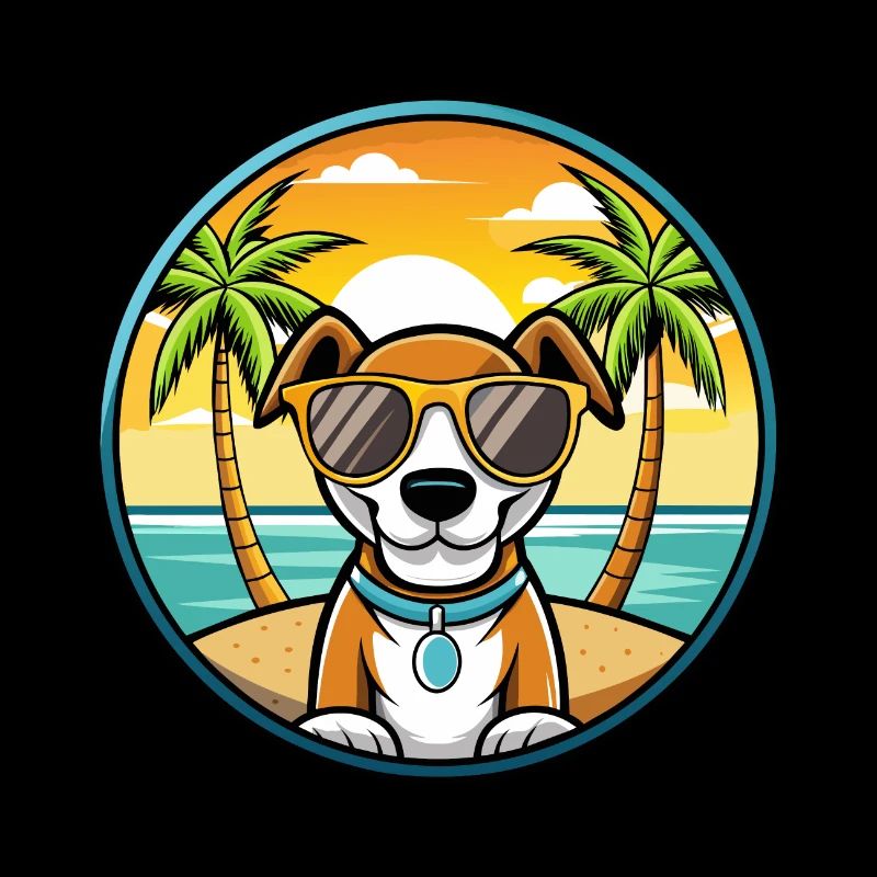 Ariege Pointer Dog Breed Cartoon Sunglasses Beach