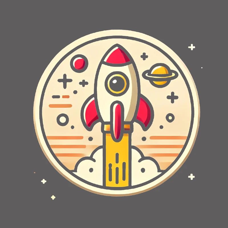 Fusée rétro perdue dans l’espace Graphique