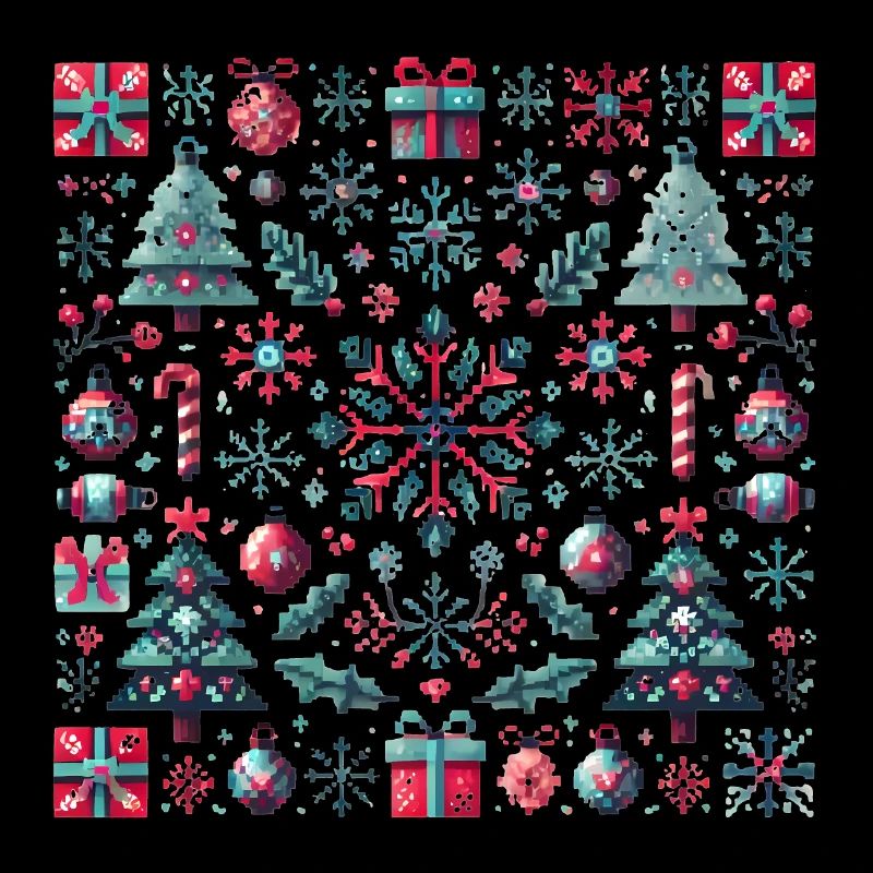 Festive Pixel Art Christmas Pattern