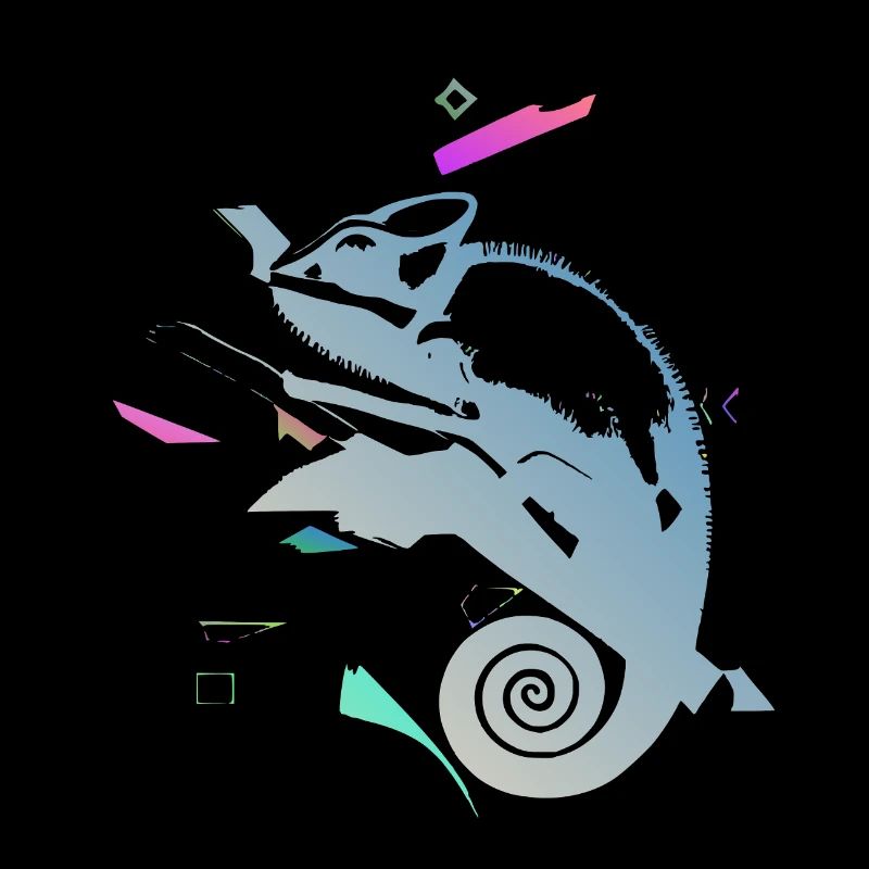 Caméléon en spirale dans un gradient néon